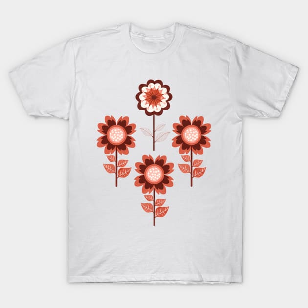 Retro Flowers V T-Shirt by cesartorresart